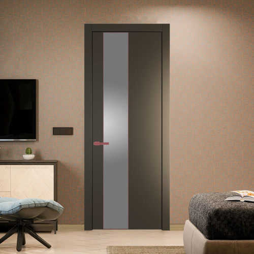 Межкомнатная дверь ProfilDoors 19 PW Перламутр бронза Lacobel Серебряный лак молдинг Красный антрацит