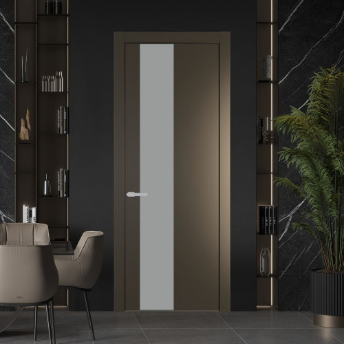 Межкомнатная дверь ProfilDoors 19 PW Перламутр бронза Монохром серый молдинг Зеленый воск