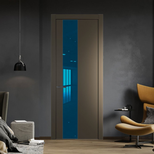 Межкомнатная дверь ProfilDoors 19 PW Перламутр бронза Зеркало Blue молдинг Серая ночь