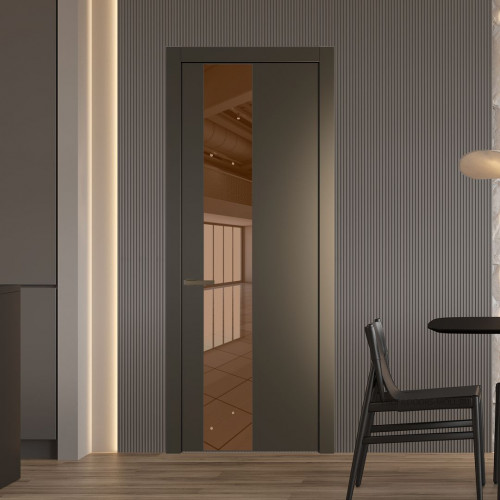 Межкомнатная дверь ProfilDoors 19 PW Перламутр бронза Зеркало Bronza молдинг Деорэ