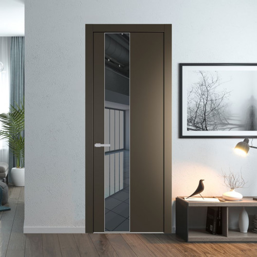 Межкомнатная дверь ProfilDoors 19 PW Перламутр бронза Зеркало Grey молдинг Серебро