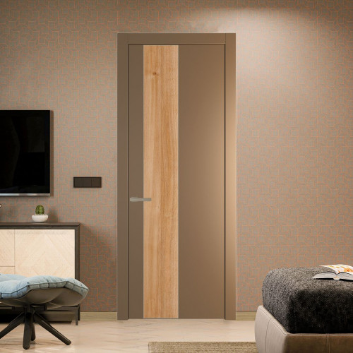 Межкомнатная дверь ProfilDoors 19 PW Перламутр золото Дуб Карамель молдинг Никель матовый
