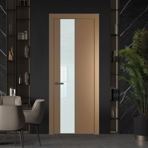 Межкомнатная дверь ProfilDoors 19 PW Перламутр золото Lacobel Белый лак молдинг Серая ночь