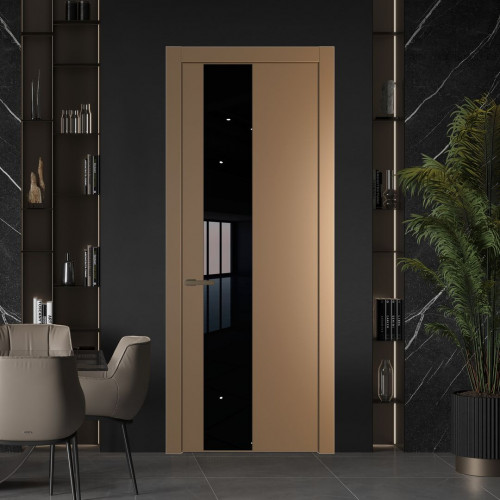 Межкомнатная дверь ProfilDoors 19 PW Перламутр золото Lacobel Черный лак молдинг Деорэ