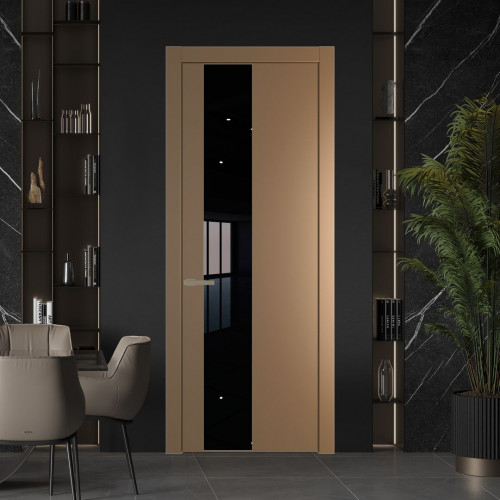 Межкомнатная дверь ProfilDoors 19 PW Перламутр золото Lacobel Черный лак молдинг Шампань