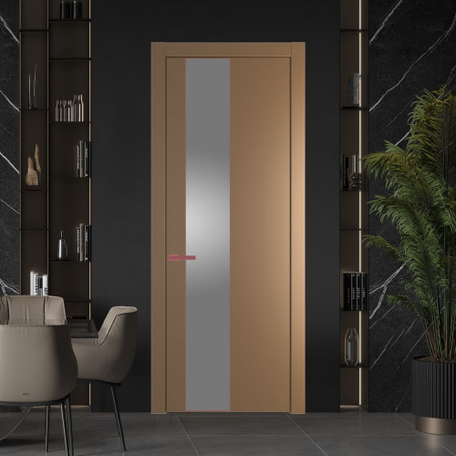 Межкомнатная дверь ProfilDoors 19 PW Перламутр золото Lacobel Серебряный лак молдинг Красный антрацит