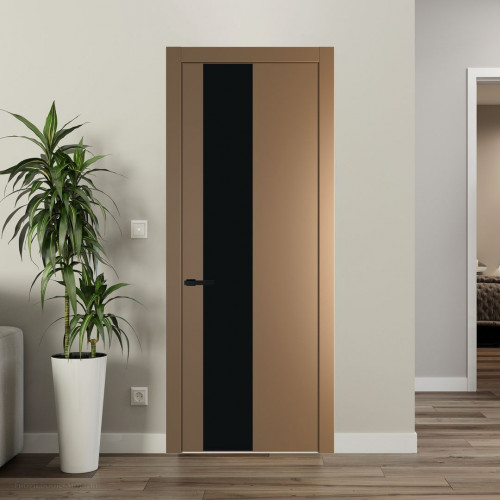 Межкомнатная дверь ProfilDoors 19 PW Перламутр золото Монохром черный молдинг Черный матовый