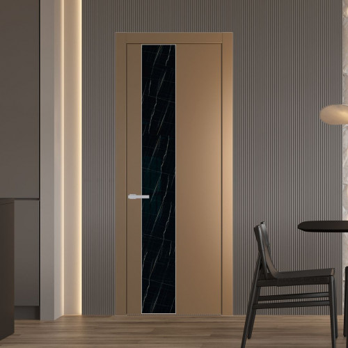 Межкомнатная дверь ProfilDoors 19 PW Перламутр золото Неро мрамор молдинг Серебро