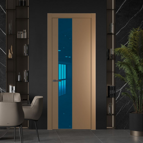 Межкомнатная дверь ProfilDoors 19 PW Перламутр золото Зеркало Blue молдинг Серая ночь