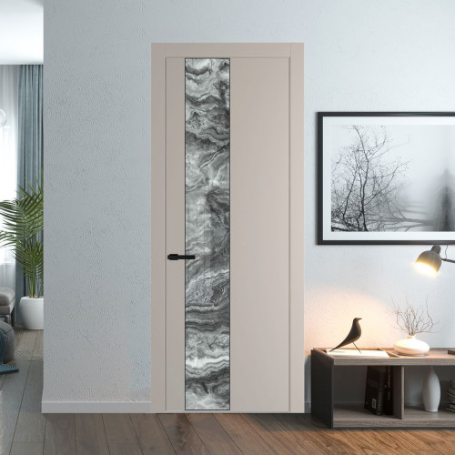 Межкомнатная дверь ProfilDoors 19 PW Сэнд Атриум серебро молдинг Черный матовый