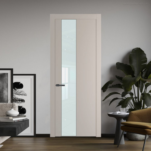 Межкомнатная дверь ProfilDoors 19 PW Сэнд Lacobel Белый лак молдинг Серая ночь