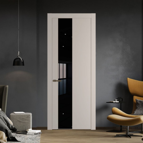 Межкомнатная дверь ProfilDoors 19 PW Сэнд Lacobel Черный лак молдинг Деорэ