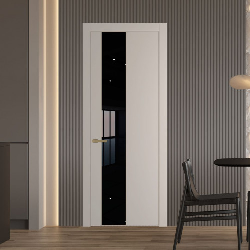 Межкомнатная дверь ProfilDoors 19 PW Сэнд Lacobel Черный лак молдинг Золото