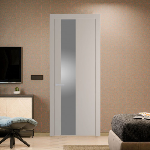 Межкомнатная дверь ProfilDoors 19 PW Сэнд Lacobel Серебряный лак молдинг Серебро