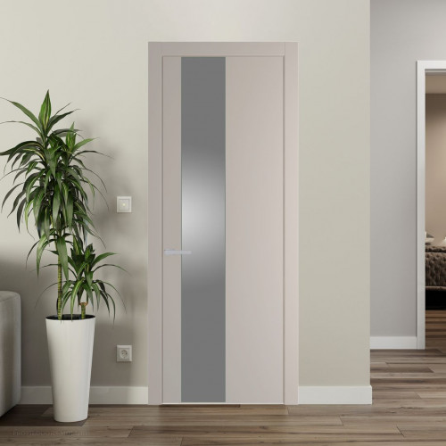 Межкомнатная дверь ProfilDoors 19 PW Сэнд Lacobel Серебряный лак молдинг Зеленый воск