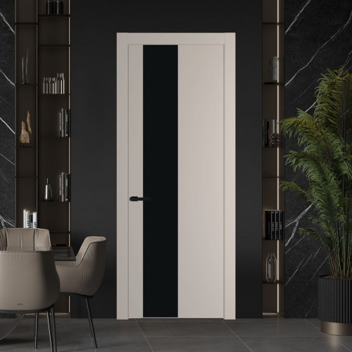 Межкомнатная дверь ProfilDoors 19 PW Сэнд Монохром черный молдинг Черный матовый