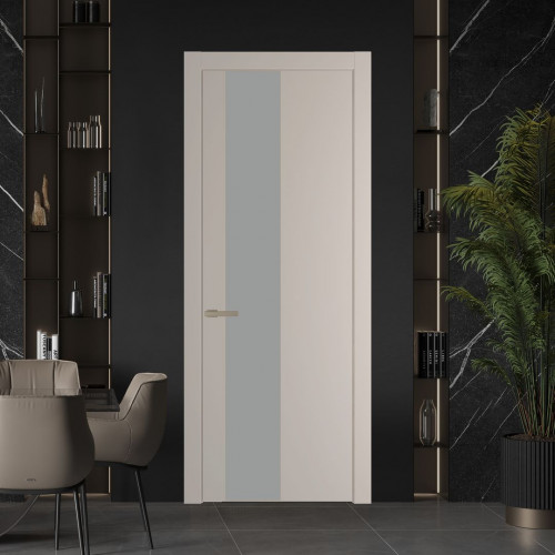Межкомнатная дверь ProfilDoors 19 PW Сэнд Монохром серый молдинг Никель матовый