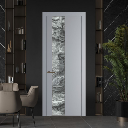 Межкомнатная дверь ProfilDoors 19 PW Смоки Атриум серебро молдинг Деорэ
