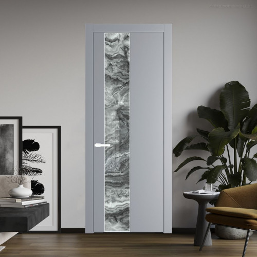 Межкомнатная дверь ProfilDoors 19 PW Смоки Атриум серебро молдинг Вайт