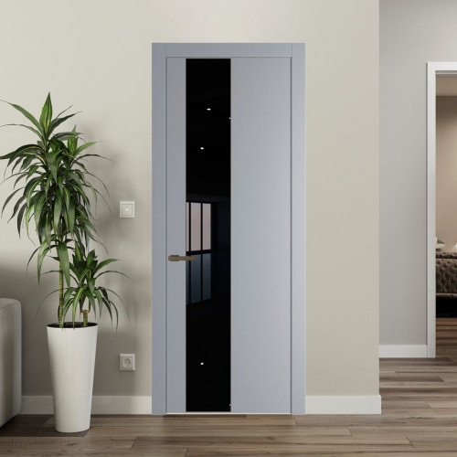 Межкомнатная дверь ProfilDoors 19 PW Смоки Lacobel Черный лак молдинг Деорэ