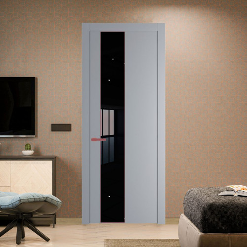 Межкомнатная дверь ProfilDoors 19 PW Смоки Lacobel Черный лак молдинг Красный антрацит