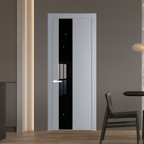 Межкомнатная дверь ProfilDoors 19 PW Смоки Lacobel Черный лак молдинг Вайт