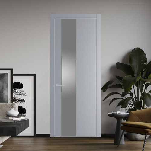 Межкомнатная дверь ProfilDoors 19 PW Смоки Lacobel Серебряный лак молдинг Зеленый воск