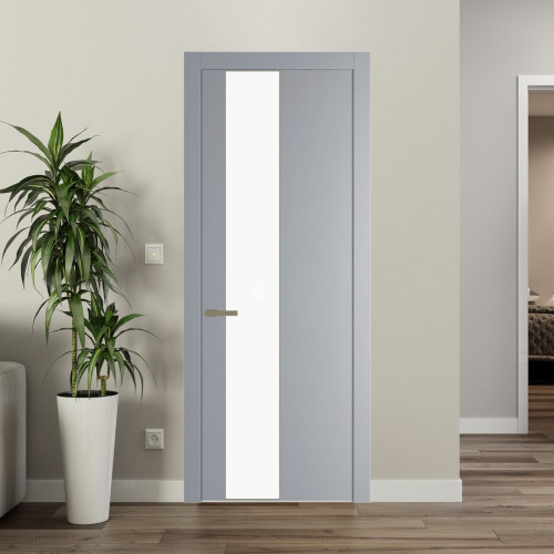 Межкомнатная дверь ProfilDoors 19 PW Смоки Монохром белый просветленный молдинг Шампань