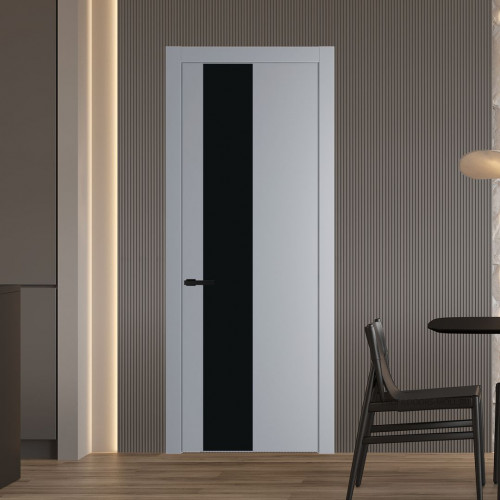 Межкомнатная дверь ProfilDoors 19 PW Смоки Монохром черный молдинг Черный матовый