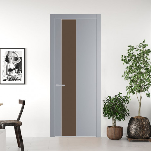 Межкомнатная дверь ProfilDoors 19 PW Смоки Монохром гляссе молдинг Серебро
