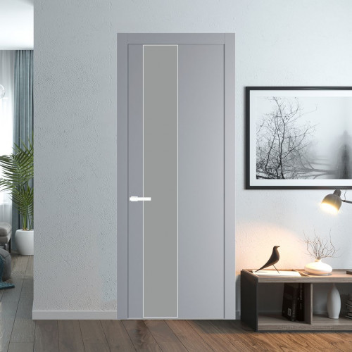 Межкомнатная дверь ProfilDoors 19 PW Смоки Монохром серый молдинг Вайт
