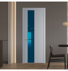 Межкомнатная дверь 19 PW Смоки Зеркало Blue молдинг Шампань эмаль