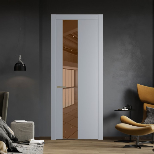Межкомнатная дверь ProfilDoors 19 PW Смоки Зеркало Bronza молдинг Шампань
