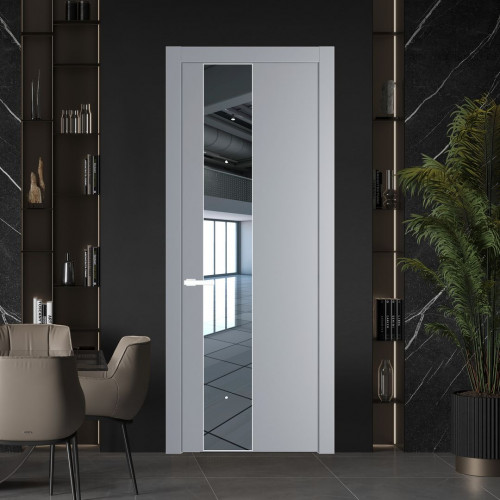 Межкомнатная дверь ProfilDoors 19 PW Смоки Зеркало молдинг Вайт