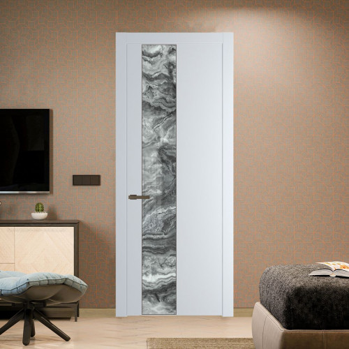Межкомнатная дверь ProfilDoors 19 PW Вайт Атриум серебро молдинг Деорэ