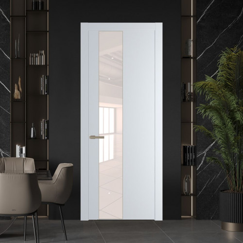 Межкомнатная дверь ProfilDoors 19 PW Вайт Lacobel Перламутровый лак молдинг Никель матовый