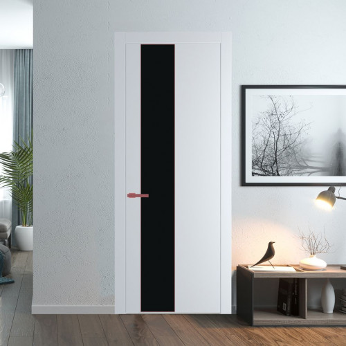 Межкомнатная дверь ProfilDoors 19 PW Вайт Монохром черный молдинг Красный антрацит