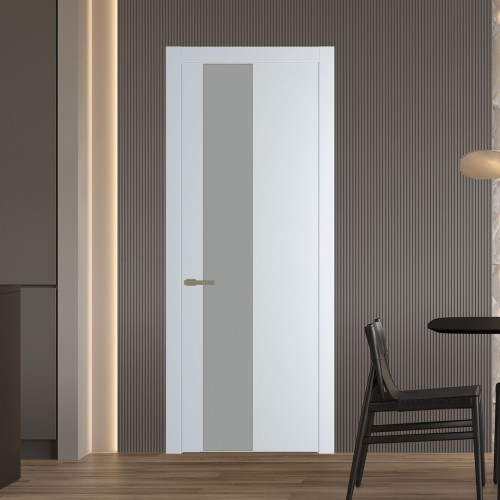 Межкомнатная дверь ProfilDoors 19 PW Вайт Монохром серый молдинг Шампань