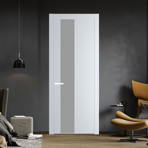 Межкомнатная дверь ProfilDoors 19 PW Вайт Монохром серый молдинг Вайт