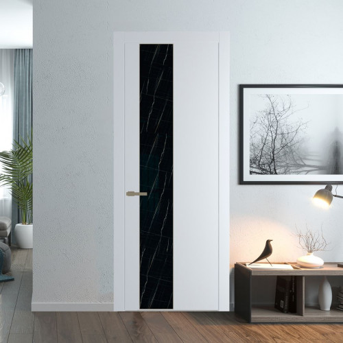 Межкомнатная дверь ProfilDoors 19 PW Вайт Неро мрамор молдинг Шампань