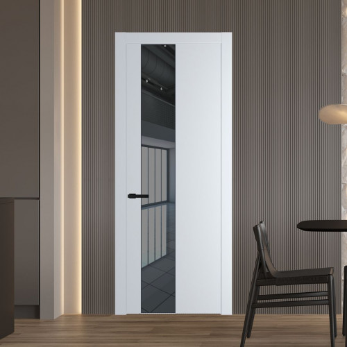 Межкомнатная дверь ProfilDoors 19 PW Вайт Зеркало Grey молдинг Черный матовый