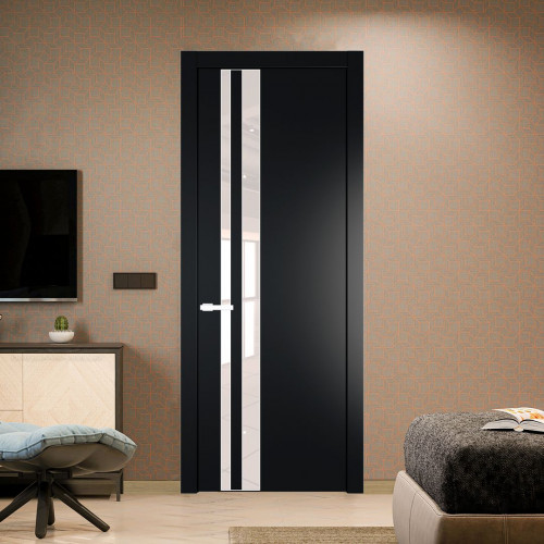 Межкомнатная дверь ProfilDoors 20 PW Блэк Lacobel Перламутровый лак молдинг Вайт