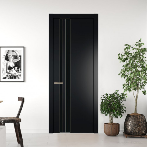 Межкомнатная дверь ProfilDoors 20 PW Блэк Монохром черный молдинг Никель матовый