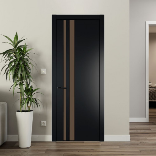 Межкомнатная дверь ProfilDoors 20 PW Блэк Монохром гляссе молдинг Черный матовый