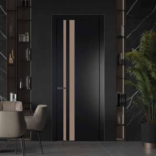 Межкомнатная дверь ProfilDoors 20 PW Блэк Монохром капучино молдинг Серая ночь