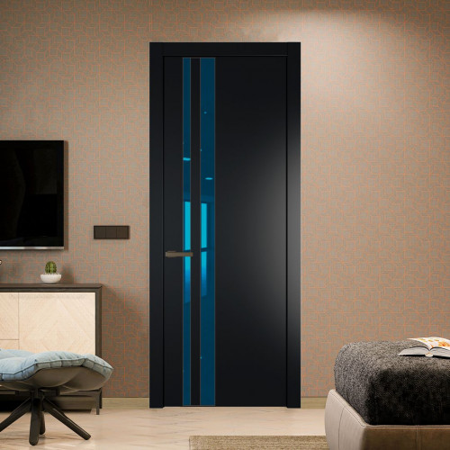 Межкомнатная дверь ProfilDoors 20 PW Блэк Зеркало Blue молдинг Деорэ