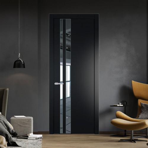 Межкомнатная дверь ProfilDoors 20 PW Блэк Зеркало молдинг Зеленый воск