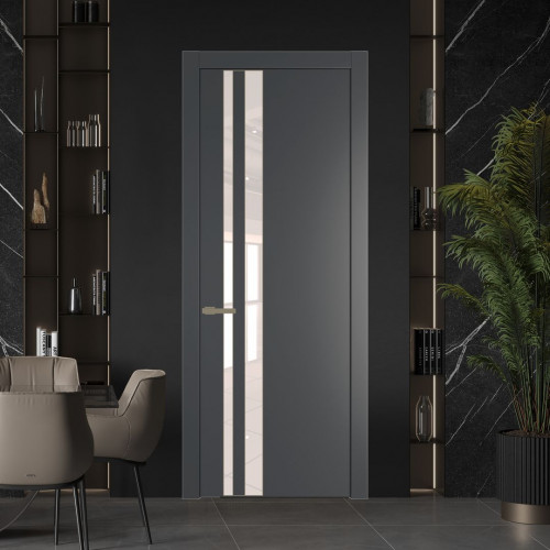 Межкомнатная дверь ProfilDoors 20 PW Графит Lacobel Перламутровый лак молдинг Шампань