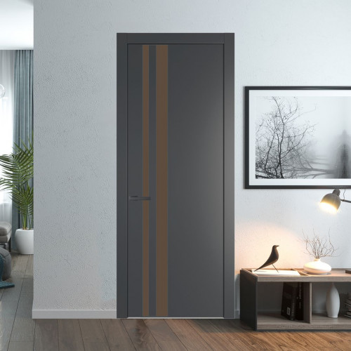 Межкомнатная дверь ProfilDoors 20 PW Графит Монохром гляссе молдинг Серая ночь