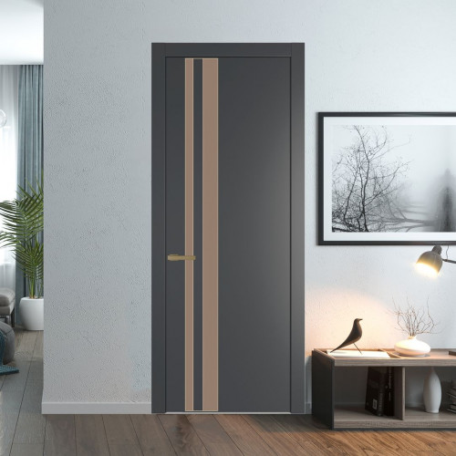 Межкомнатная дверь ProfilDoors 20 PW Графит Монохром капучино молдинг Золото